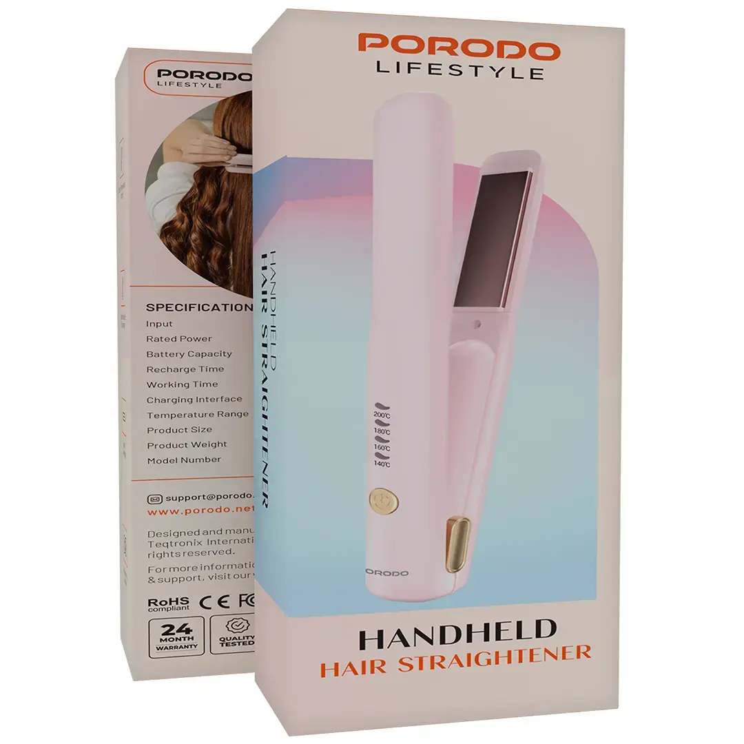 Porodo Lifestyle Handheld Hair Straightener - Pink