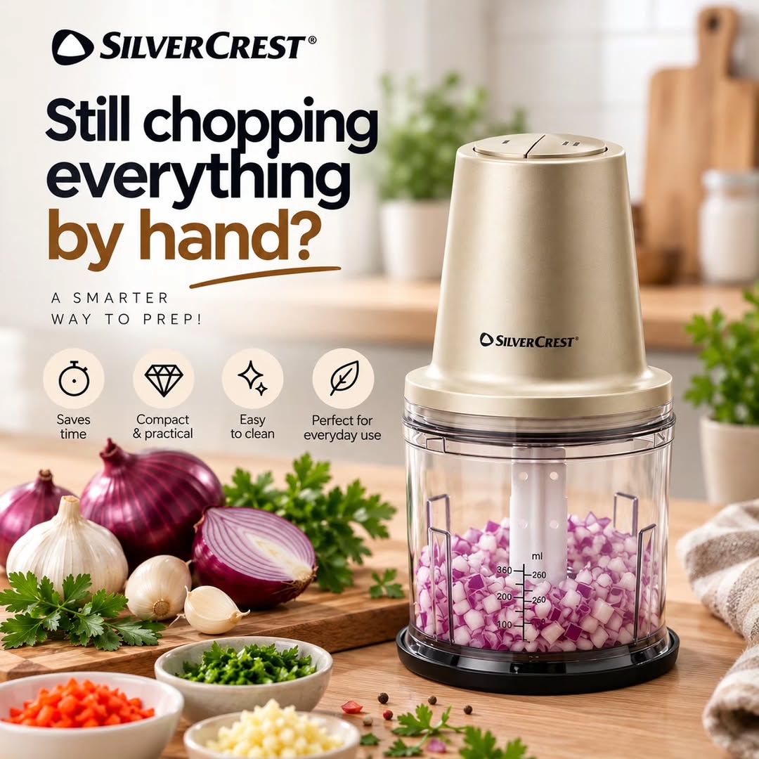 Silvercrest electric food chopper with clear bowl