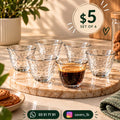 Set of six textured glass cups