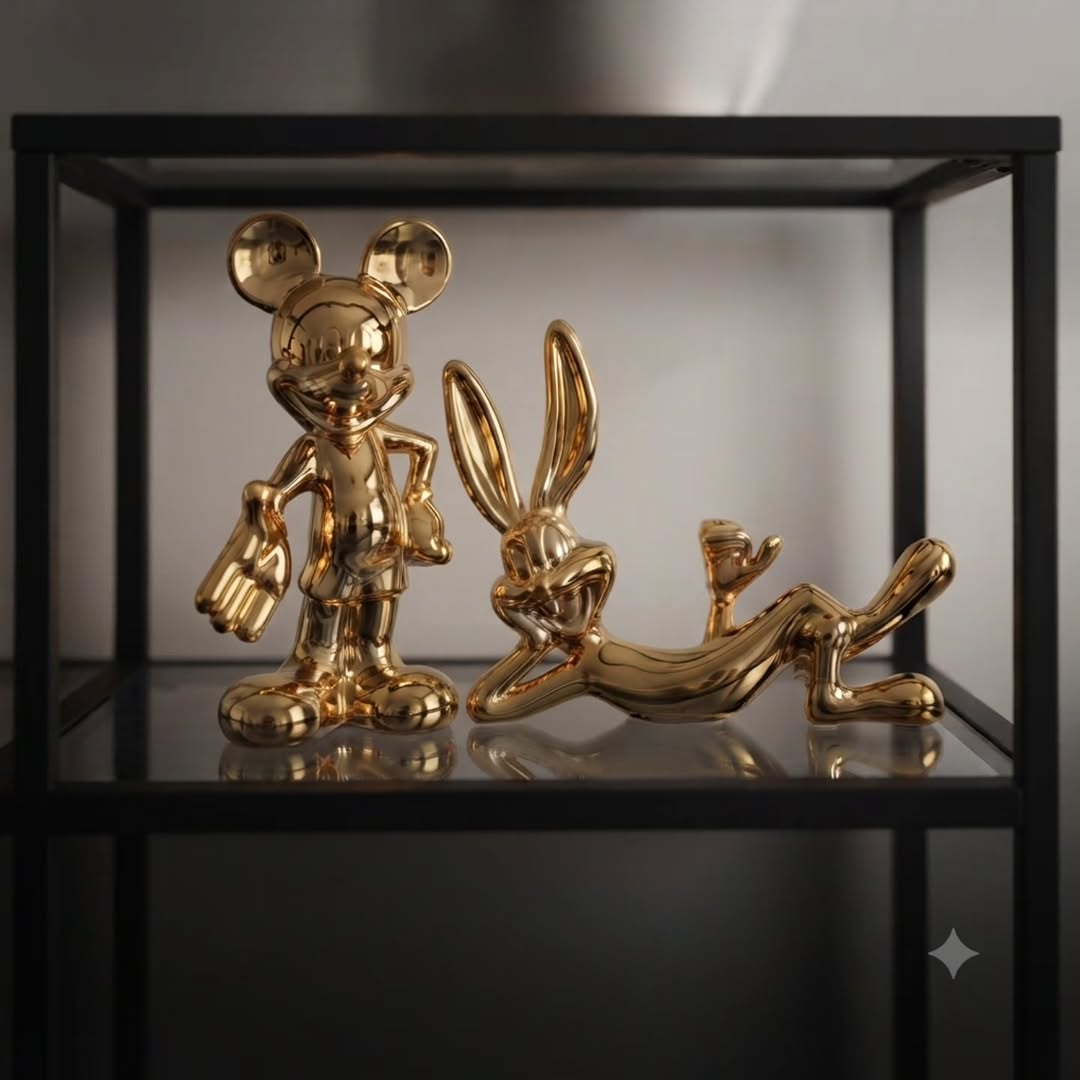 Glossy gold character figurines for display