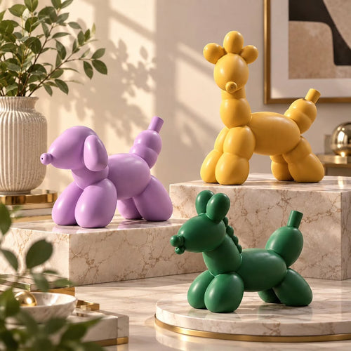 Colorful balloon-dog style decorative figurines