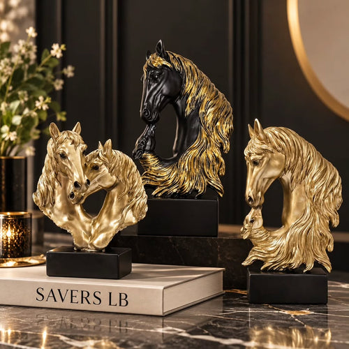 Decorative horse bust figurines