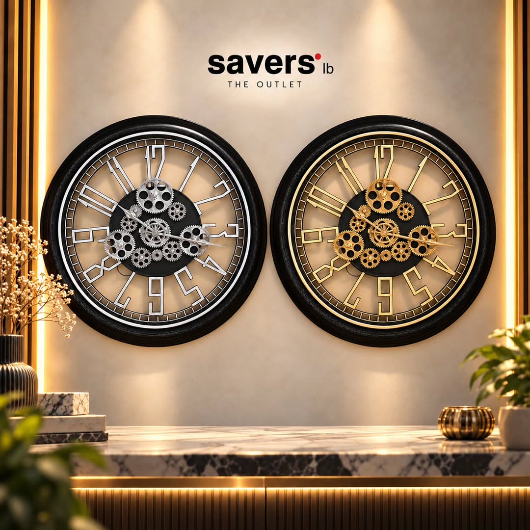 Decorative wall clock with exposed gear details