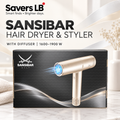 SANSIBAR Hair Dryer & Styler with Diffuser | 1600–1900 W