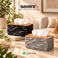 Plastic Tissue Box - Wooden top