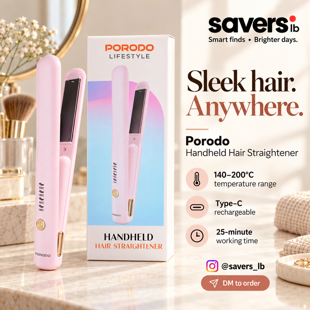 Porodo Lifestyle Handheld Hair Straightener - Pink