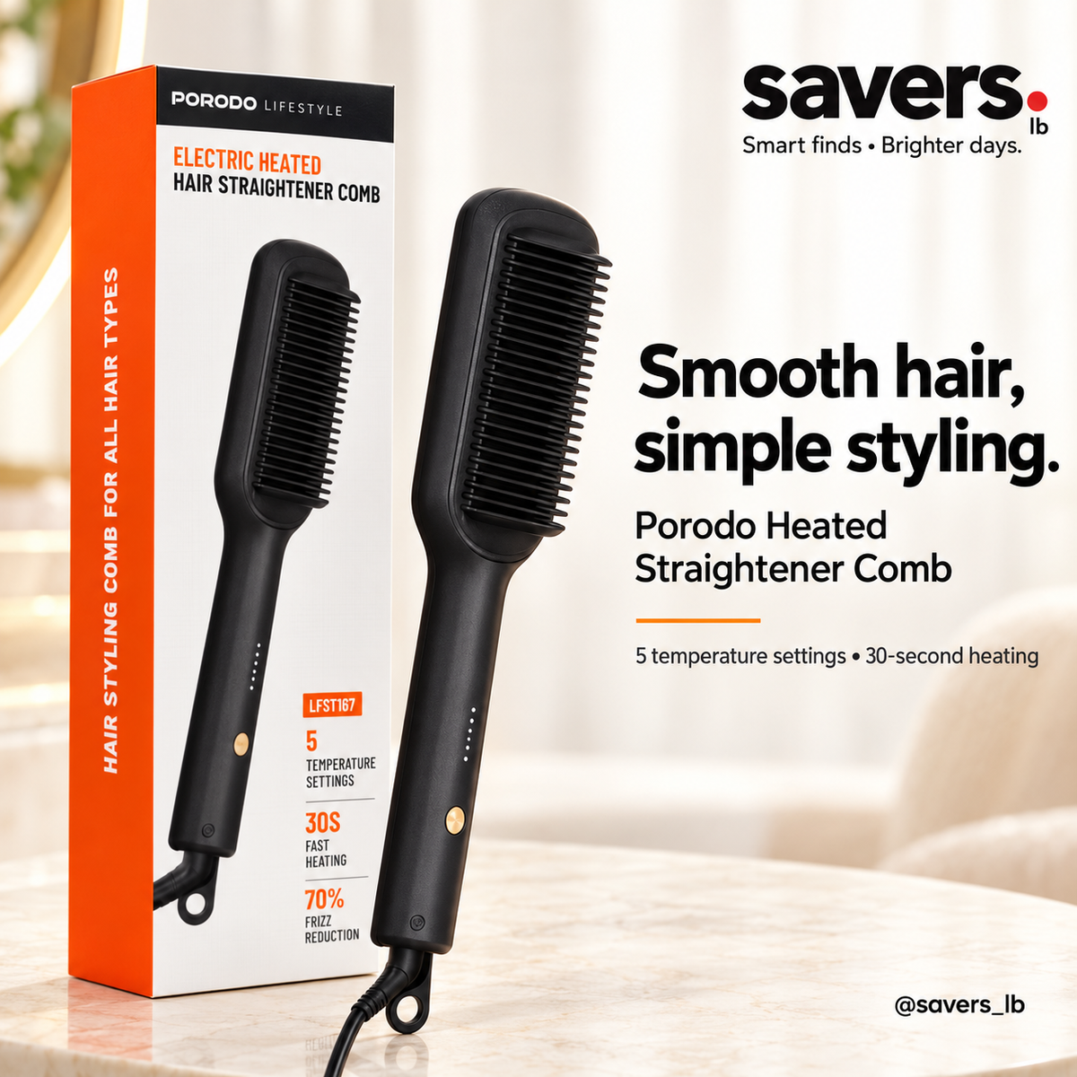 Porodo Hair Straightener Comb