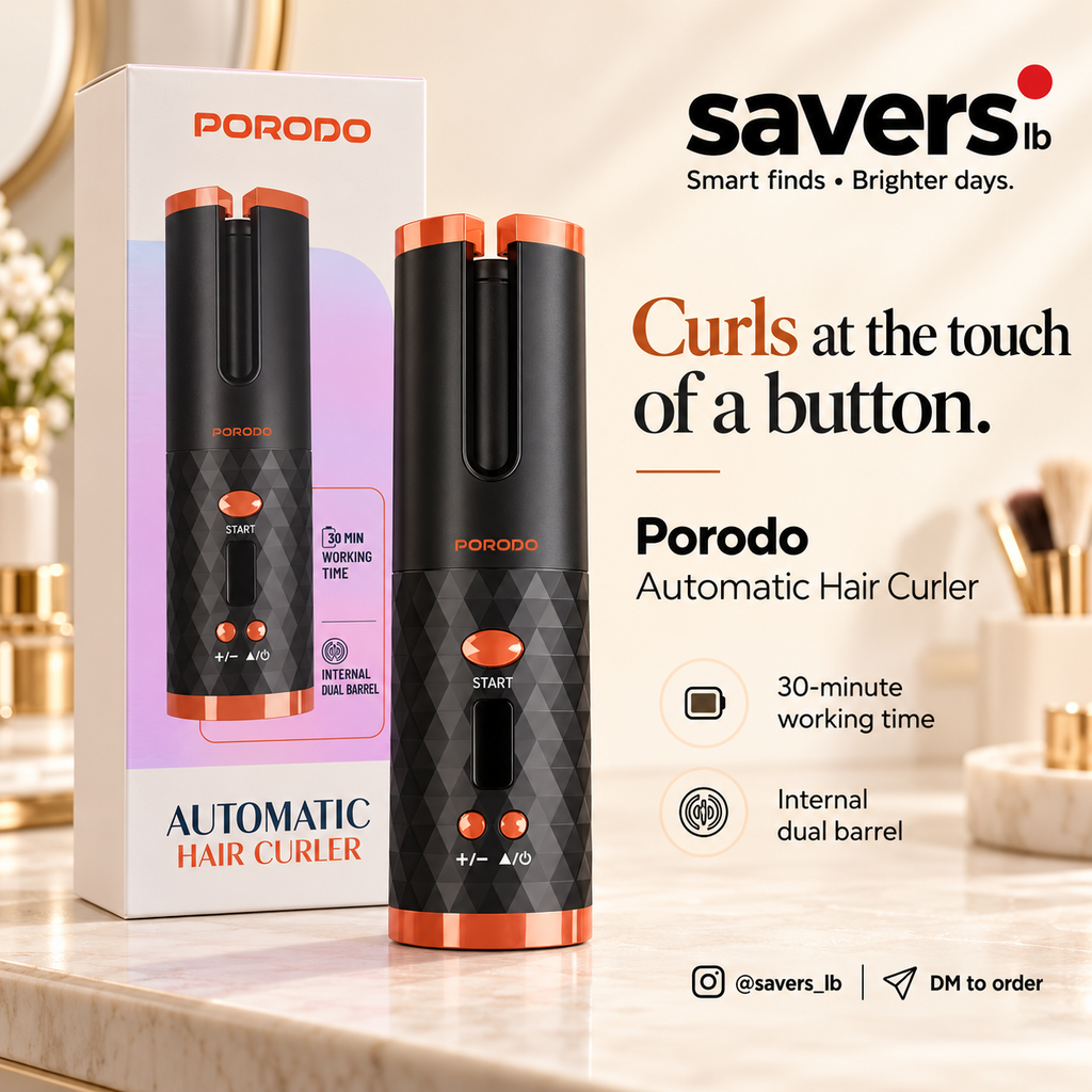 Porodo Lifestyle Automatic Hair Curler, a cordless hair styling tool