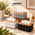 Plastic Tissue Box - Wooden top